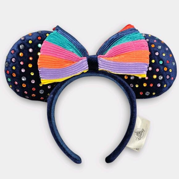 Disney Other - Disney Headband  Minnie Mouse Bling Rainbow Studs Ears \ Bow Hat OneSize